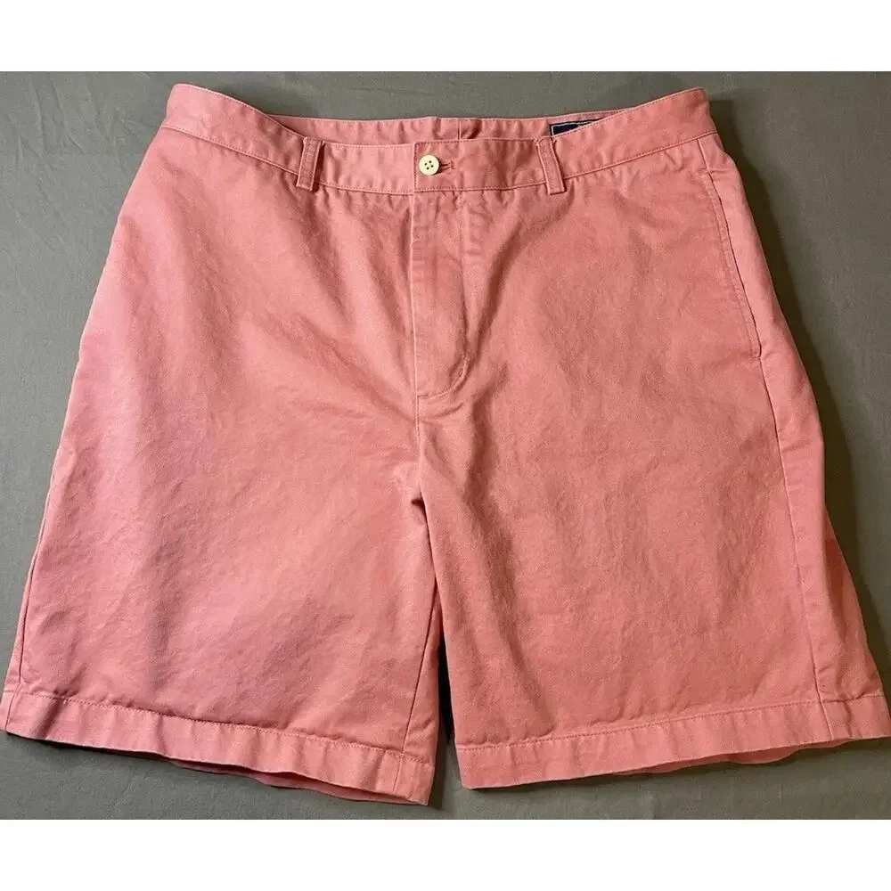 Vineyard Vines Club Shorts Pink Salmon Size 35 Chino Flat Front Excellent